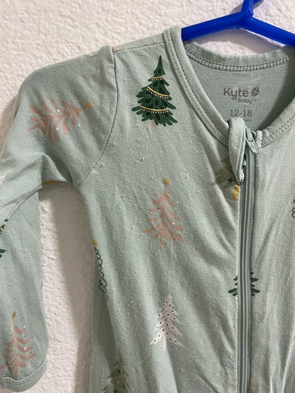 Kyte BABY Sage Green Tree Print Footed One-Piece
